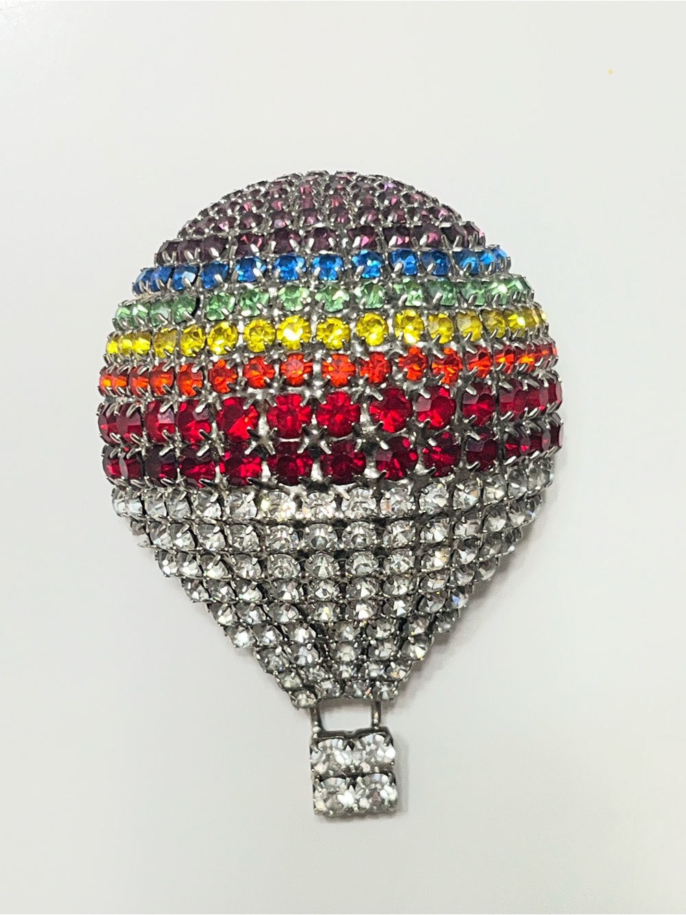 Dorothy Bauer Rainbow Crystal Hot Air Balloon Brooch